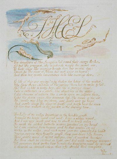 Le figlie di Mne Seraphim..., tavola 3 da The Book of Thel, 1789 da William Blake